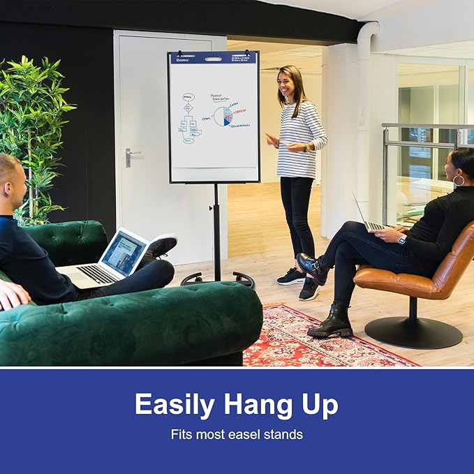 Comix Sticky Easel Pad, 20 x 23 Inches Flip Chart Paper for Teachers, Large Self Stick Easel Paper, 30 Sheets/Pad, 6 Pads/Pack