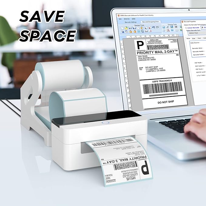 Label Holder, Thermal Shipping Label Holder for Rolls and Fan-Fold Labels, Desktop Label Printer Accessory for Office, Home