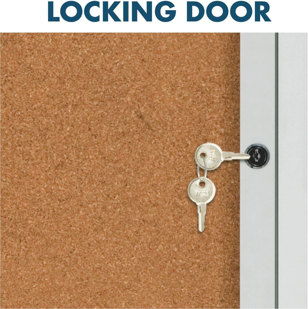 Quartet Cork Board, 1 Door, Bulletin Board, Enclosed, 2' x 3', Outdoor, Corkboard, Aluminum Frame (2121)