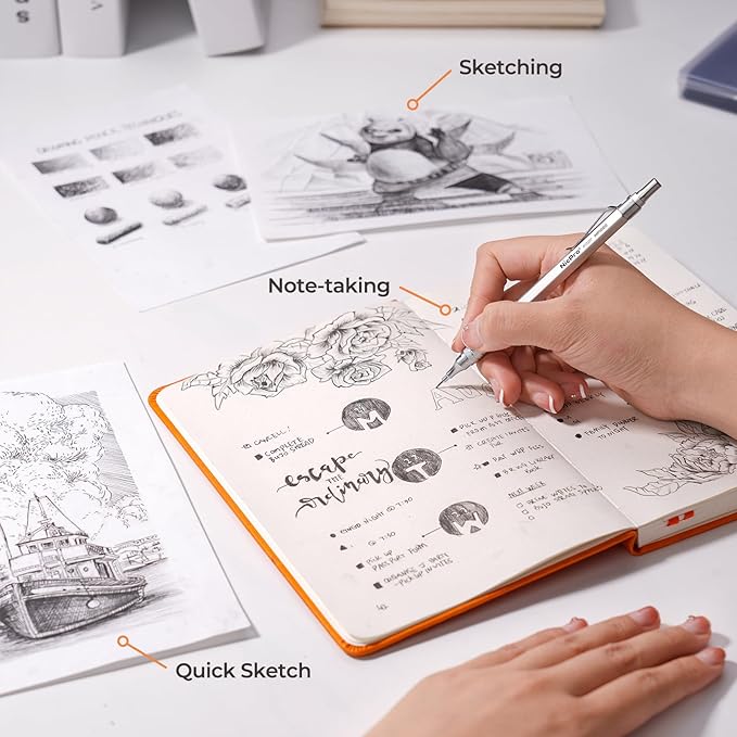 Nicpro 0.7 Metal Mechanical Pencil Set with Case, 3PCS MP1000 0.7mm Artist Lead Pencil With 8 Tube HB Refills, 3 Erasers, 9 Eraser Refill For Architect Art Drafting Drawing Engineering, Sketching