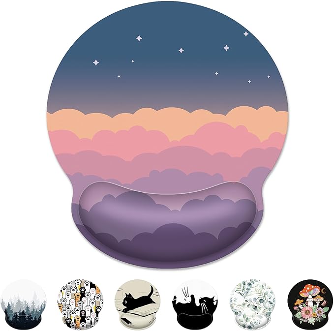 Ergonomic Mouse Pad with Wrist Support,Pink Rainbow Mouse Pad with Wrist Rest,Relieve Wrist Pain Mousepad Non-Slip Rubber Base,Cute Mouse Pads for Desk,Computers,Laptop,Office,Gaming,Accessories