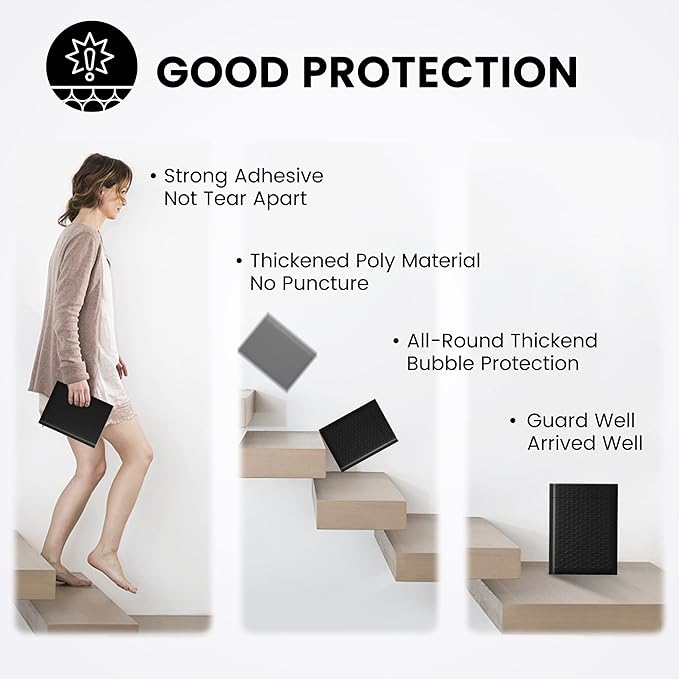 Fuxury Bubble Mailer, 6x10 Inch Bubble Mailers 50 Pack, Self-Seal Adhesive Padded Envelopes, Water Resistant Mailers, Shipping Envelopes for Packaging, Small Business, Mailing,Bulk Black #0