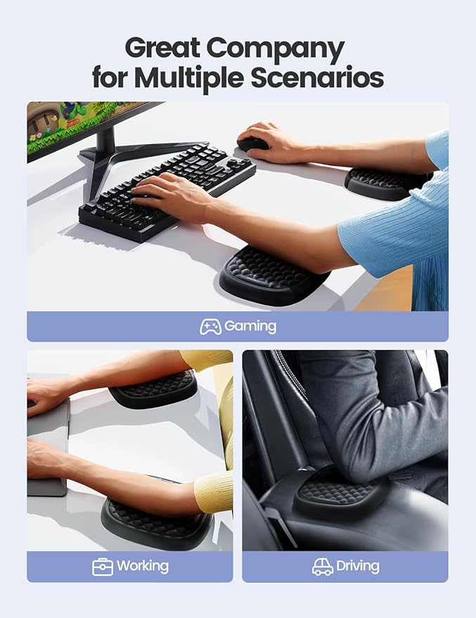 Vaydeer 1pc Elbow Rest Pad, Desk Wrist Rest Armrest, Soft Memory Foam Ergonomic Support, Mouse Cushion Pillow, Wrist Pain Relief for Computer Laptop Working Typing Gaming Travel Office Accessory-Large