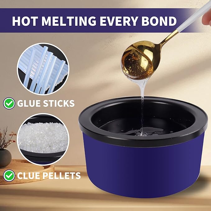Electric Glue Pot for Crafts, 225-400°F Adjustable Temperature, 160ml Hot Glue Pot, 5-1/4" Diameter, 1" Depth - Fits Glue Sticks and Glue Pellets - Great for Crafts, DIY Projects Glue Pellets