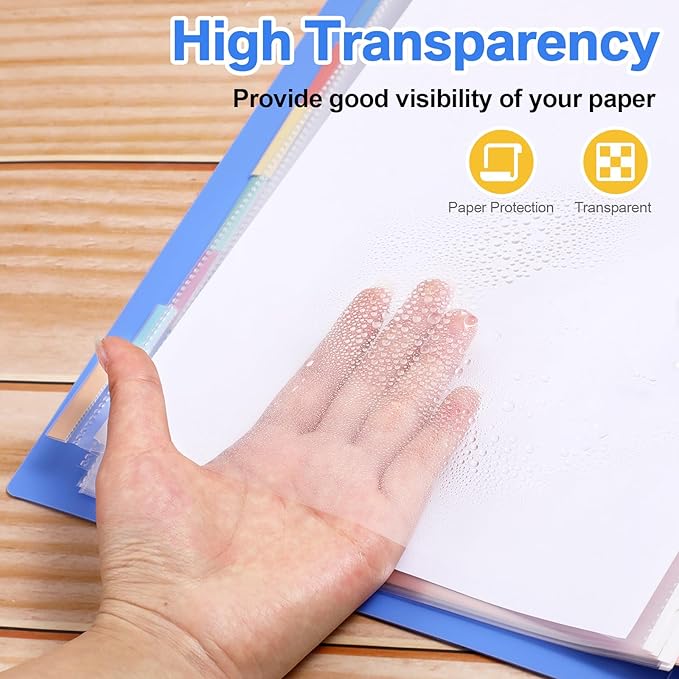 ReliThick 20 Set of 160 Pack Clear Binder Sheet Protectors with 8 Tabs Sturdy Binder Sheet Protectors for 3 Ring Plastic Page Insertable Index Divider, 8.5 x 11 Inch