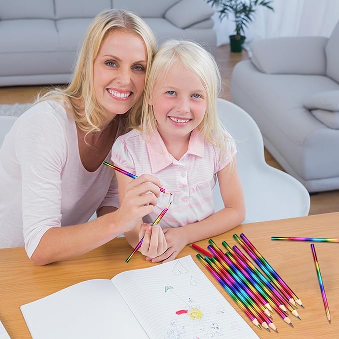 GOLDGE 40pcs Rainbow Pencils (NOT pre-sharpened), 4 Color in 1 Rainbow Colored Pencils for Kids, Art Supplies, Coloring Pencils, Gifts for Students