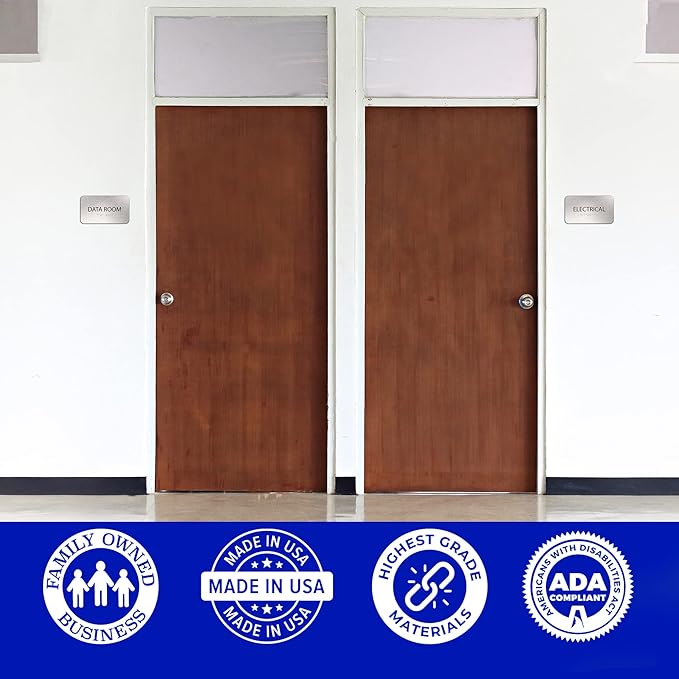 Data Room Sign for Business - Office Signs, Aluminum Brushed Silver, Tamper-Proof, Heavy Duty Mounting Tape, Easy Install, Office Décor, ADA Compliant, Grade 2 Braille (7” W x 4” H) ADASigns.org