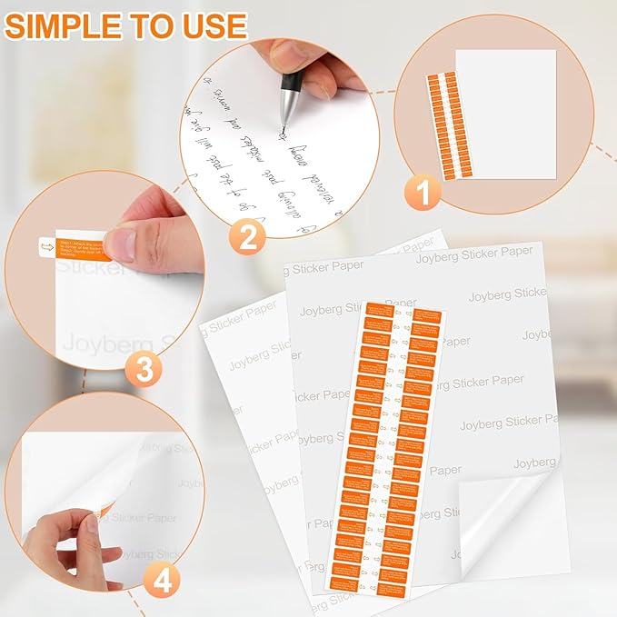 Printable Sticker Paper for Inkjet Printer, 300 Sheets 8.5" x11” Matte Sticker Printer Paper Full Sheet Labels, Sticker Paper for Printer Sticker Labels, for Laser/Inkjet Printers, Letter Size