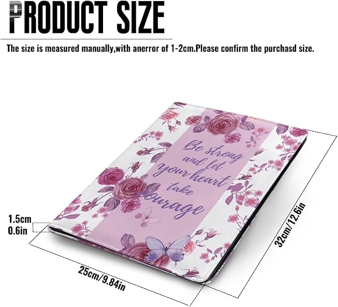 Cozeyat PU Leather Padfolio for Women Bible Inspirational Quotes with Rose Print Conference Folder Portfolio Interview Resume Folder A4/Letter Size