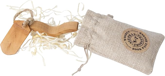 Handmade Wooden Book Page Holder - Wooden Thumb Bookmark - Novel Reading Accessories, Book Gadgets, Presents for Readers, Book Lovers Gifts, Bookworm (Pear Natural)