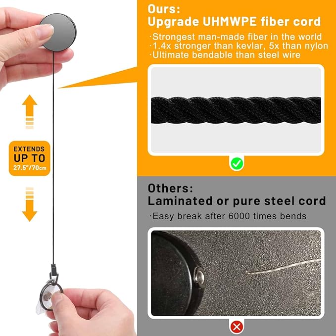 3 Pcs Heavy Duty Badge Reels Retractable Badge Holder, Selizo Metal Retractable Keychain Badge Reel ID Badge Holder Retractable with Belt Clip Key Ring for Key Name Card Holder