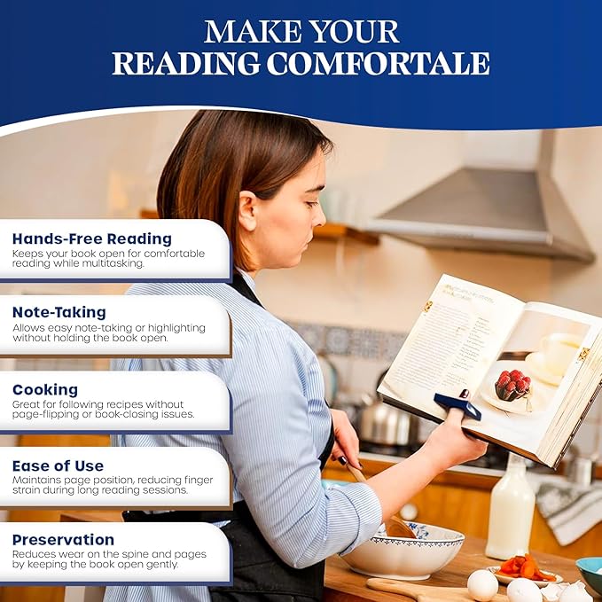 Book Page Holder - Handcrafted Mango Wood & Blue Resin Thumb Bookmark - Unique Reading Accessories & Gifts for Book Lovers, Readers & Bookworms