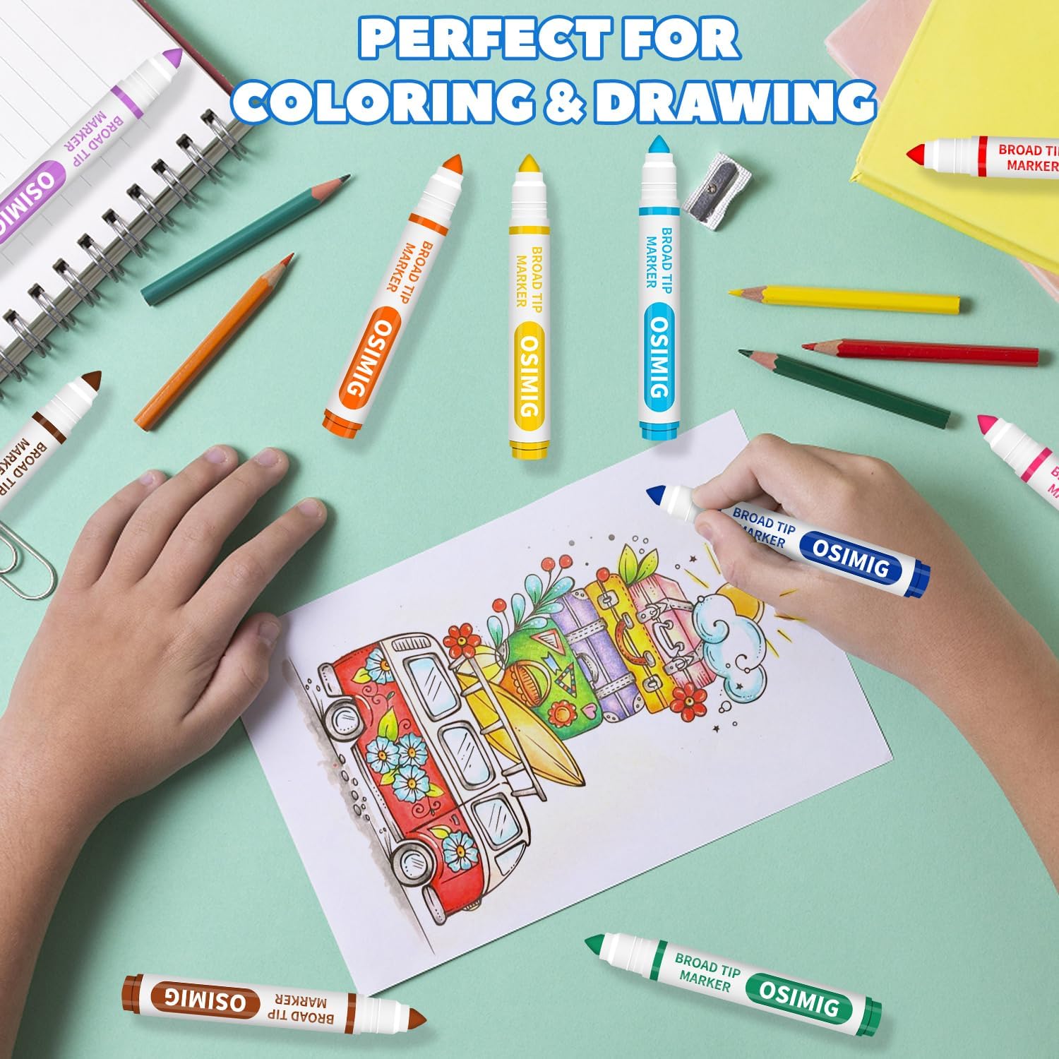 Washable Markers Bulk, 240 Count, 12 Assorted Colors, Markers for Classroom, Broad Line Conical Tip, Large Capacity, School Art Supplies for Kids