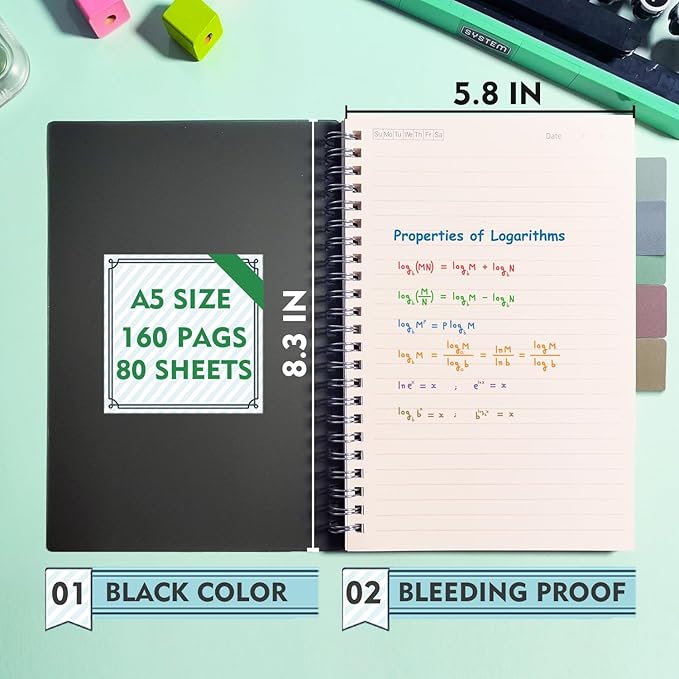 1 Pack Ruled Notebook, 5.9 x 8.3 Inches Spiral Notebooks for Work, School and Journal with 110 GSM Journal Ruled Paper, Large Notebook with 80 Sheets/160 Pages, Hardcover Ruled Journal