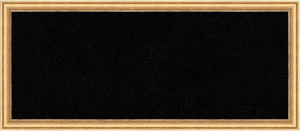 Amanti Art Black Cork Board for Wall, 14x32 Vision Board with Gold Wood Frame, Medium Corkboard Office Decor for Home Organization, Casual Corkboard Pinboard to display items for home organization