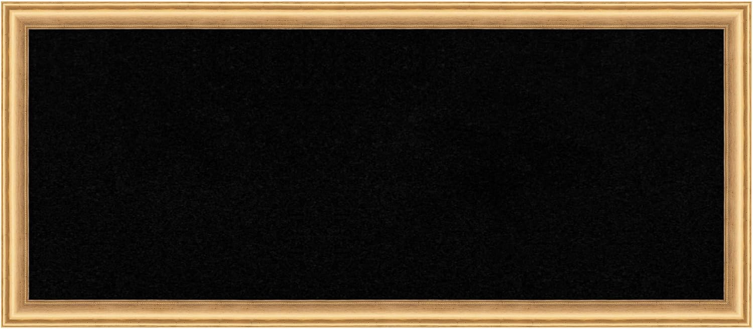 Amanti Art Black Cork Board for Wall, 14x32 Vision Board with Gold Wood Frame, Medium Corkboard Office Decor for Home Organization, Casual Corkboard Pinboard to display items for home organization