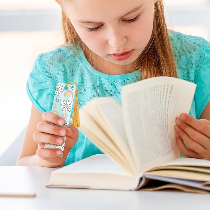 AFRITEE UV DTF Bookmark Stickers - 24 Pcs Flowers Theme Sunflower Uvdtf Decals Stickers for Acrylic Blank Bookmark, Butterfly Rub on Transfer Wraps for Book Lover DIY Blank Bookmarks(Only Stickers)