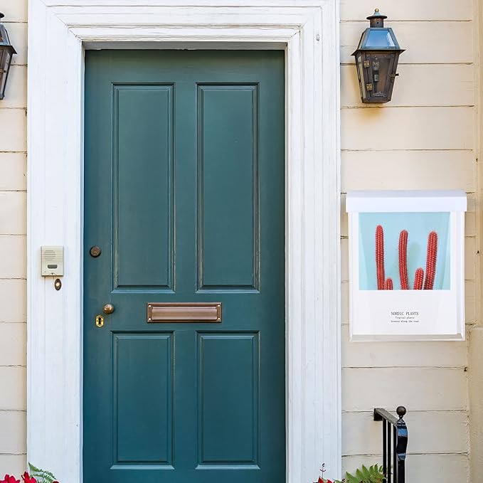 4 Pcs Outdoor Brochure Holder 8.5 x 11 with Lid Acrylic Wall Mount Flyer Box with Self Closing White Lid Waterproof Clear Heavy Duty with Screws for Real Estate Flyer Document Pamphlet Disp