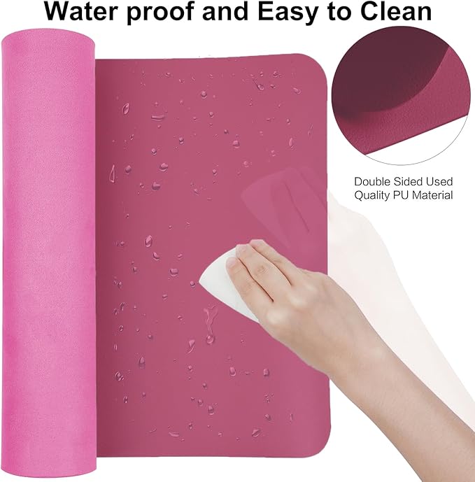 ‎Boutilon Leather Desk Pad 24"x 14" Non-Slip Mouse Pad,Office Desk Mat,Waterprooft PU Leather Desk Blotter,Desk Pad Protector,Desk Writing Pad for Home Office Decor (S-Rose Pink)