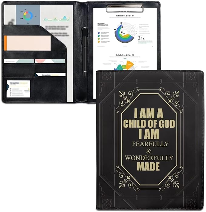 Cozeyat PU Leather Portfolio for Men, Classical Cross Design Clipboard Portfolio Binder, Resume Padfolio for Women, Business Gift for His/Her