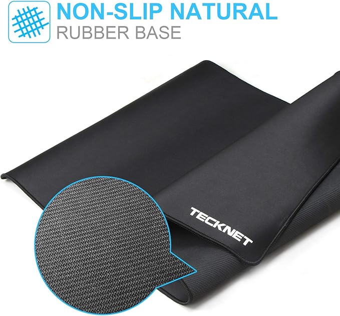 TECKNET Large Mouse Pad, Extended Waterproof Mousepad, Non-Slip Rubber Base-Smooth Cloth Surface-Compatible with Laser and Optical Mouse-Black