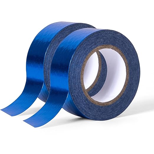 Solid Foil Washi Tape - Low Tack Self Adhesive Decorative Washi Tape Shiny Metallic Color - 3/5 Inch Wide and 66 FT Long Total, Blue