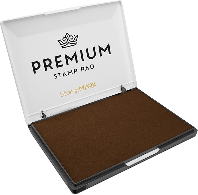 Premium Stamp Pad Extra Large Size 6" x 8" - for Traditional Rubber Stamps - Felt Pad Brown Color