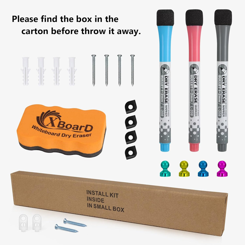 XBoard Magnetic Dry Erase Whiteboard 24 x 18 Inch, Double Sided White Board for Wall with Marker Tray | Silver Aluminum Frame Presentation Board for Home Office Classroom