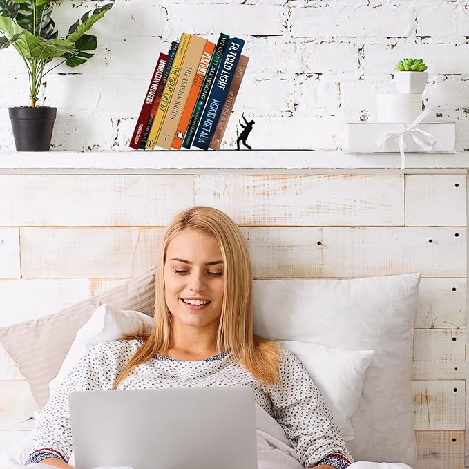 Artori Design Book Ends to Hold Books Heavy Duty - Hidden Metal Bookends for Shelves Desk or countertop - Bookend Book Holder for Home Decorative - Gift for Book Lovers and Home Decor (Falling)