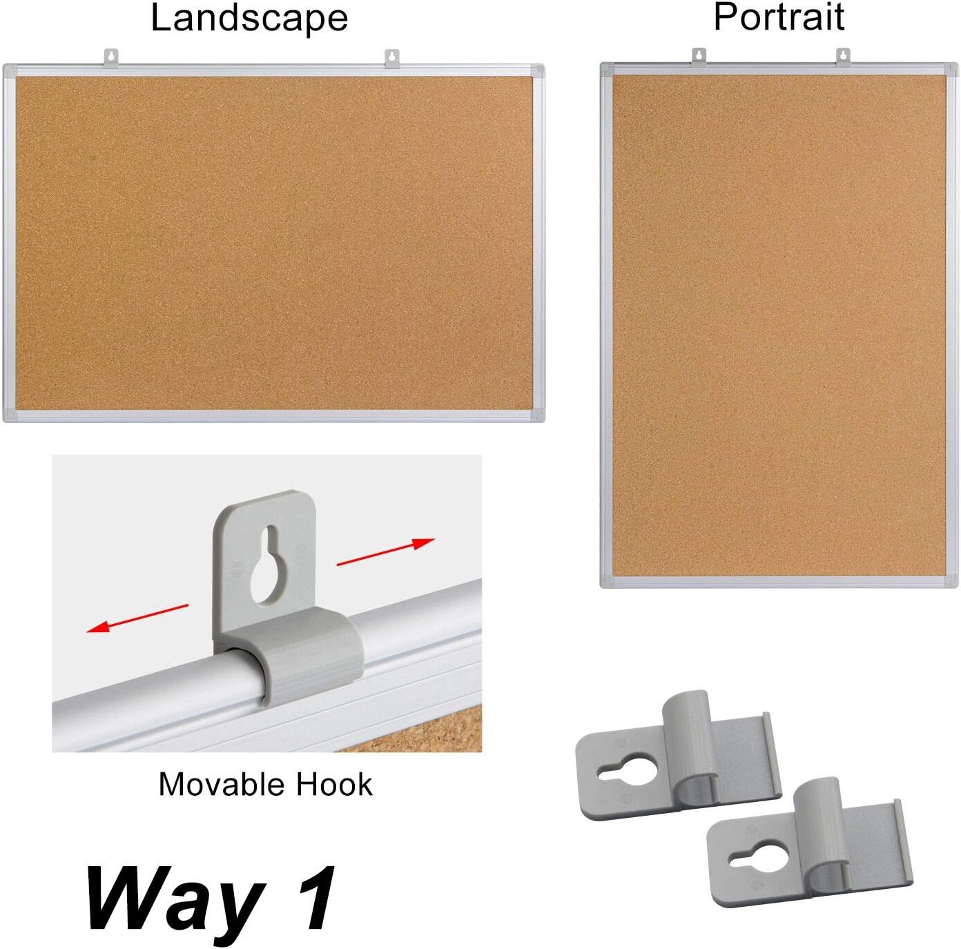 Board2by Cork Board Bulletin Board 24 x 36, Silver Aluminium Framed 2x3 Corkboard, Office Board for Wall Cork, Large Wall Mounted Notice Pin Board