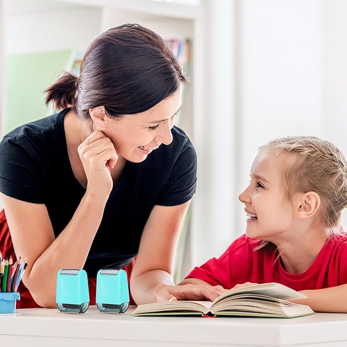 Sherr 2 Handwriting Line Stamp Roller Dashed Handwriting Lines Practice Roller Stamp for Kids, Teachers Kindergarten Education Classroom Back to School Need(2.72 x 2.44 x 1.54 Inch,Light Blue)