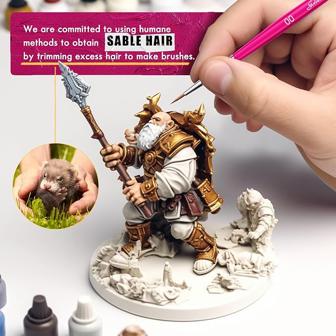 Kolinsky Brush, Golden Maple Miniature Sable Paint Brushes Professional Artist Brush Set, Kolinsky Fine Detail Brushes for Model, 40k, Fingure, Watercolor, Acrylic, and Miniature Painting