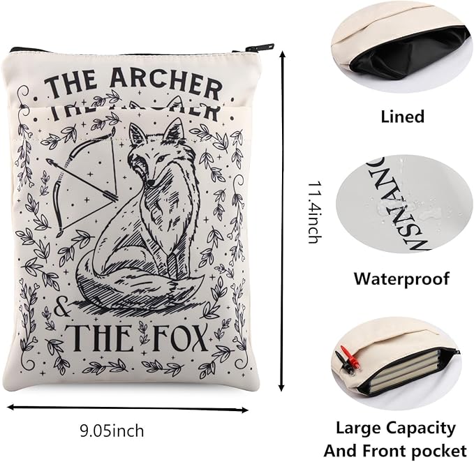 Fantasy Books Gift The Archer and The Fox Book Sleeve Bookish Lover Gift The Fox Book Cover Reading Gift Book Protector Pouch Archer Fox Booklish Gift (The Fox BS)