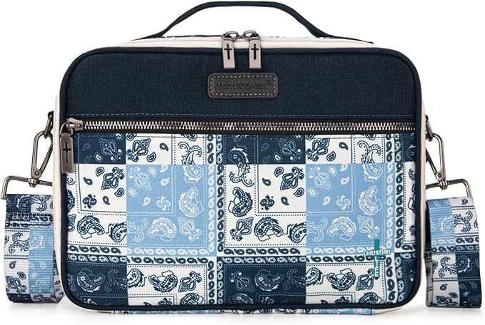 Montana West Bible Book Covers for Women Canves Bible Cases with Zippered Pocket Bible Bags Handheld Crossbody Church Bible Study Supplie