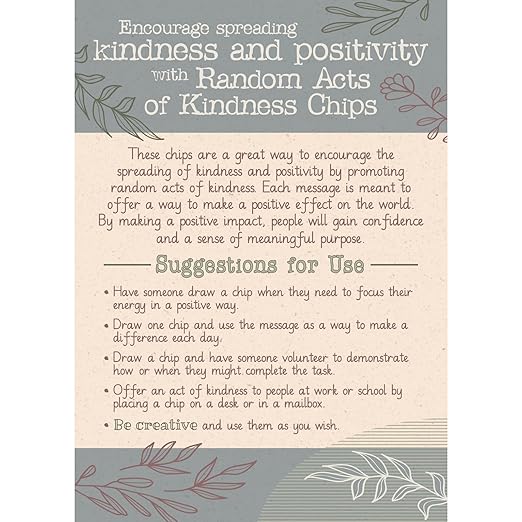 Really Good Stuff Classroom Random Acts of Kindness Chips – Set of 40 – Practice Spreading Kindness & Positivity to Others – Social-Emotional Learning – SEL for The Home and Classroom