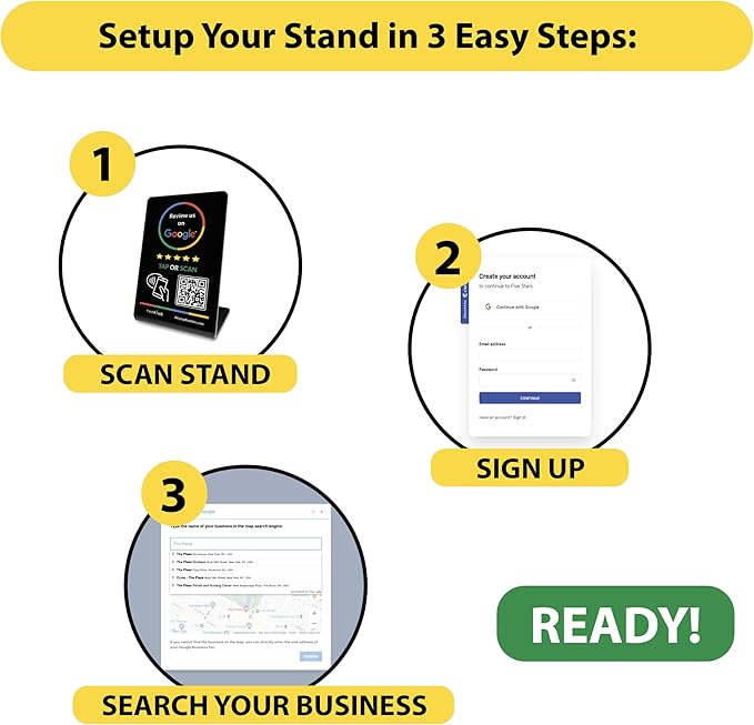 Tap Google Review Stands (5-Pack) Tap for Instant Reviews - All Phones Compatible - Reusable Smart Tap NFC & QR - Boost Business Reviews Zappy Fast - Powered (Black, 5 Stands)