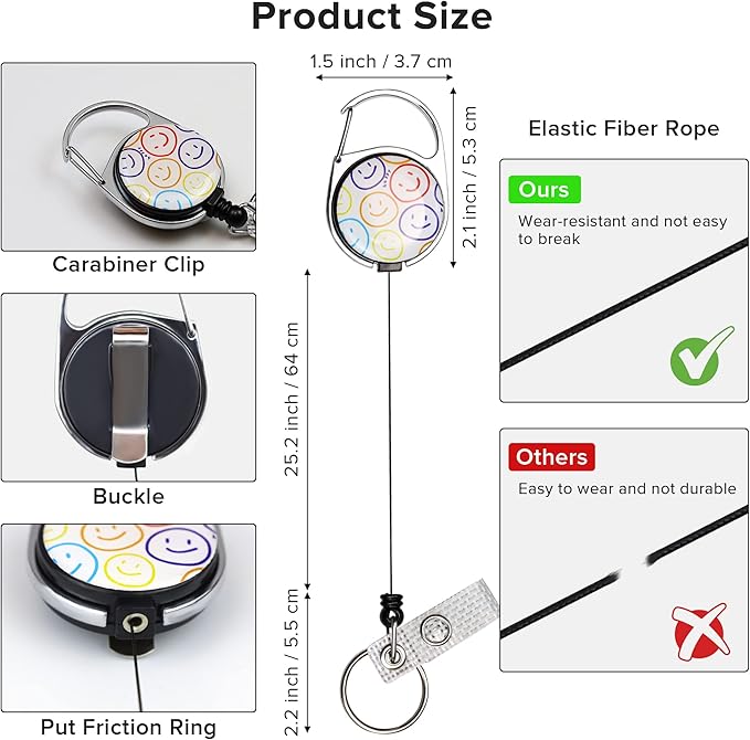 Cute ID Badge Holder with Lanyard Retractable Badge Reel Clip Funny Lanyards for ID Badges Name Tags Keychain for Office Teacher Doctor Student Women Men Nurse Accessories for Work