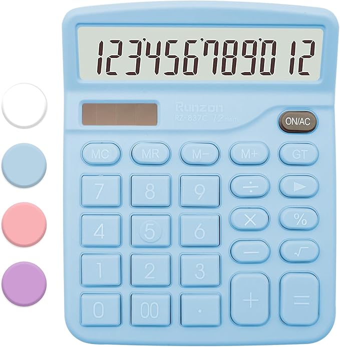 Blue Calculator, Basic Office Calculator, Desktop Calculator 12 Digit, Large LCD Display for Blue Office Supplies with Sensitive Button, Blue Desk Accessories, School Supplies……