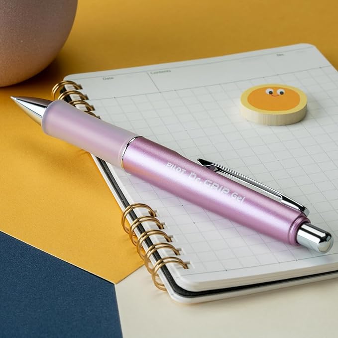 PILOT Dr. Grip Refillable & Retractable Gel Ink Rolling Ball Pen, Fine Point, Metallic Mauve Barrel, Black Ink, Single Pen (36273)