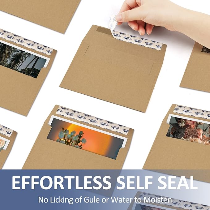 ValBox A4 Photo Envelopes 100 Qty 4 x 6 Brown Kraft Paper Envelopes Self Seal for 4x6 Cards, Photos, Weddings, Invitations, Baby Shower, 4.25 x 6.25 Inches (A4)