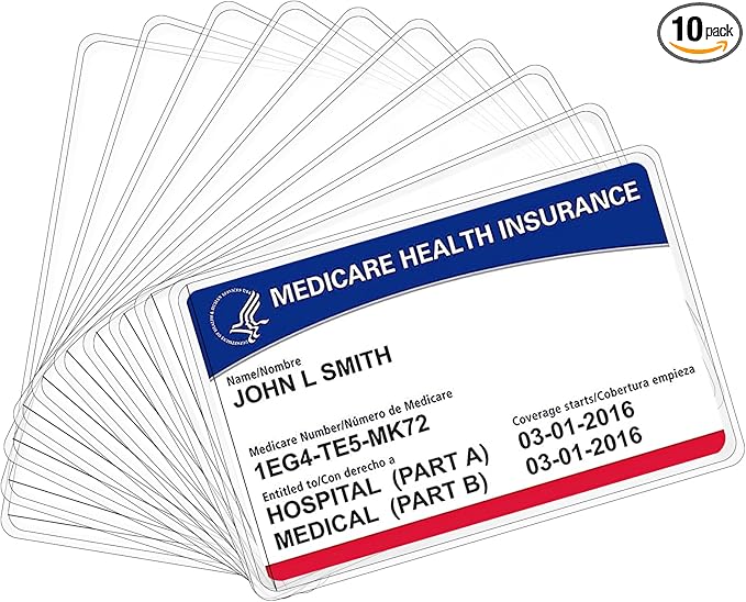 10 Pack New Medicare Card Holder Protector Sleeves，12Mil Clear PVC Waterproof Medical/Credit Card, Business/Social Security Card Protector