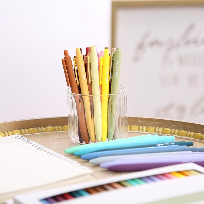 Mr. Pen- Retractable Gel Pens, 22 Pack, Color Ink Gel Pens Fine Point, 22 Vintage Colors, Gel Pens Fine Point, Retractable Pens, Cute Pens, Aesthetic Pens for Journaling Fine Tip Pens