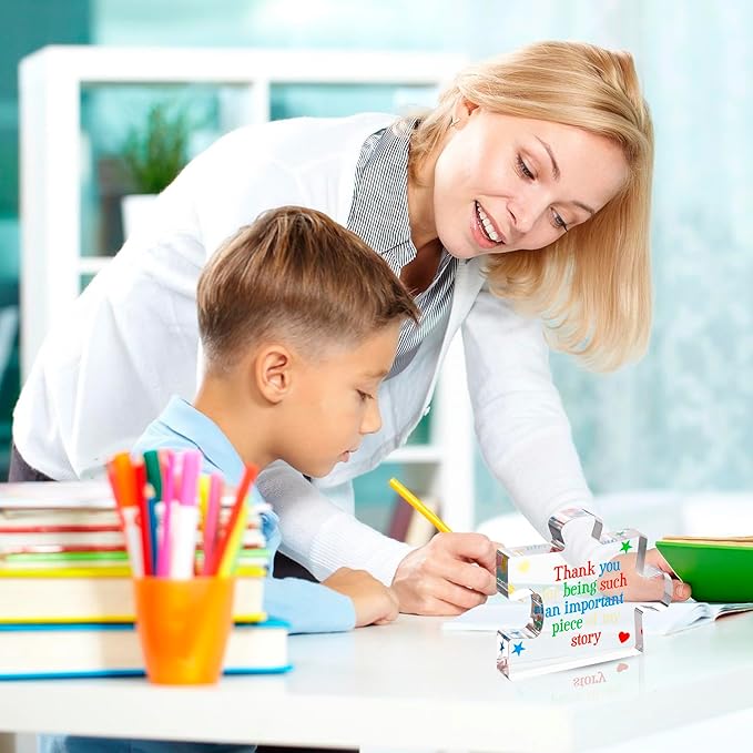 Teacher Appreciation Gifts for Women, Men - Thank You Engraved Acrylic Block Puzzle 4.1 x 3.5 inch - Heartwarming Teacher Gift - Cute Student Teacher Gifts - Novelty Daycare Teacher Gift