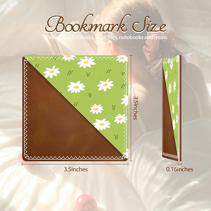 Personalized Leather Bookmarks, Fun & Cute Book Accessories for Reading Lovers, Unbreakable Page Markers for Women Men Girls Boys Student Teacher Kids Retirement Birthday Gifts (Lovely Flower)