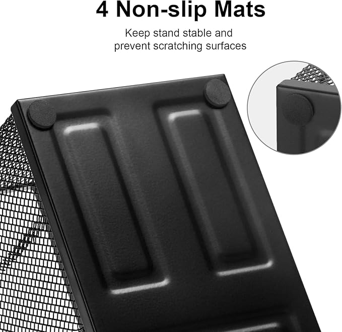 Comix Mesh Pen Pencil Holder Desk Organizer, 3 Compartment Wire Desktop Pen Pencil Cup Caddy Office Supplies Accessories for Home Office School, Black(2 Pack)