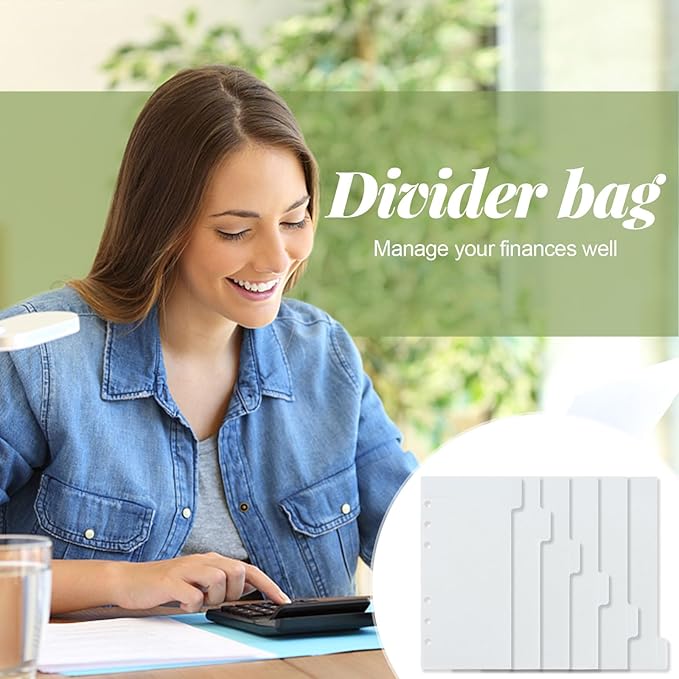 A6 Binder Pockets with No Zipper, Koqye Blue 10 Pcs Plastic Zipless Budget Envelopes, Two Pockets Frosted Cash Envelopes Money Bag for Budgeting, Cash Stuffing (Clear with tabs)