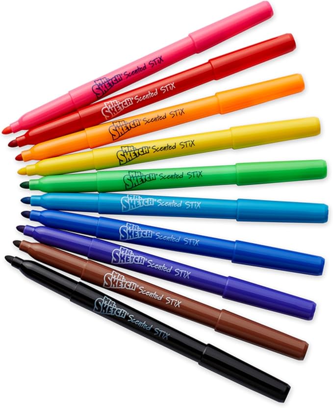 Mr. Sketch Scented Stix Markers, Fine Tip Marker, Assorted Colors, 10 Count