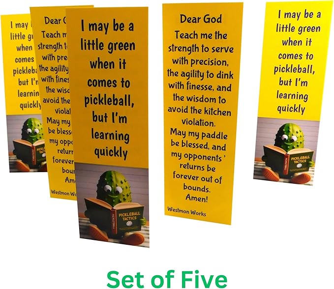 Pickleball Prayer Holy Card Bookmark Bulk Lot Bundle Funny Pickle Pickleballer Pack Made in The USA, Set of 5