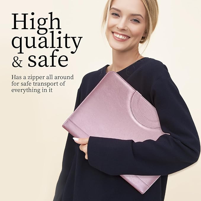 Elegant Portfolio Organizer with Handle, PU Leather Padfolio for Women/Men 13.5 x 10" with Cute Designed Notepad, Portfolio Binder for Business Class Interviews, Portfolio Bag, Portfolio Padfolio