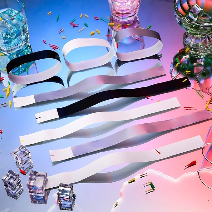 Epakh 600 Pcs Paper Wristbands Neon Wrist Bands Waterproof Handbands for Events Lightweight Concert Wristbands Neon Colored Adhesive Wrist Band for Party